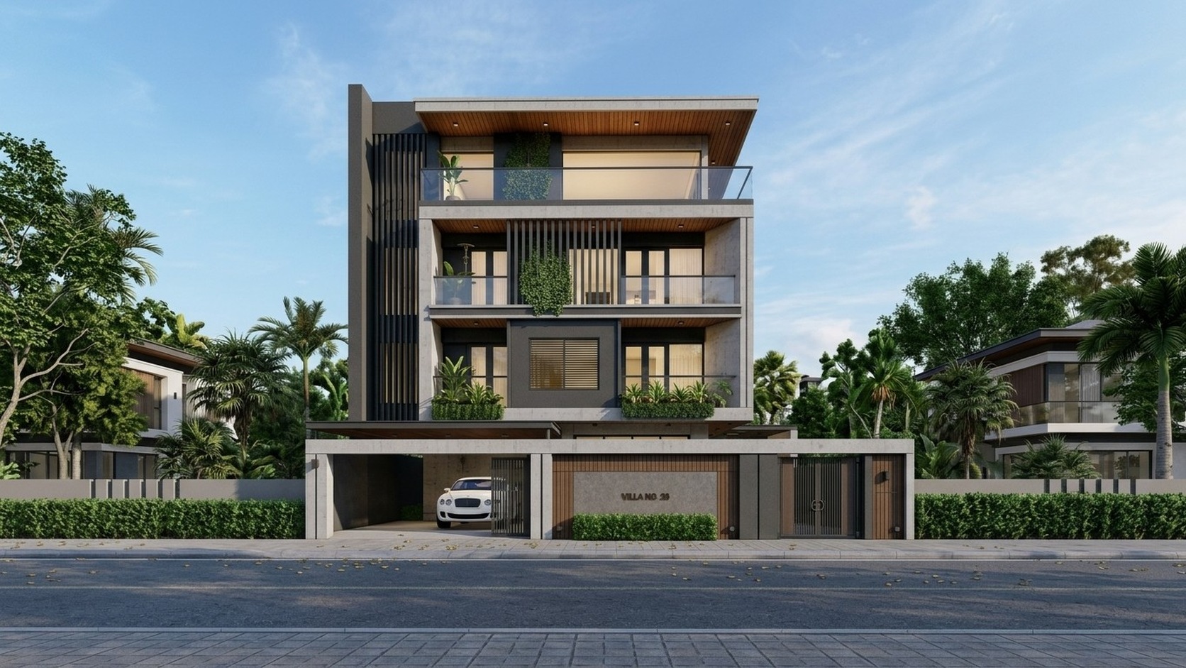Render hoàn thiện nhà phố hiện đại