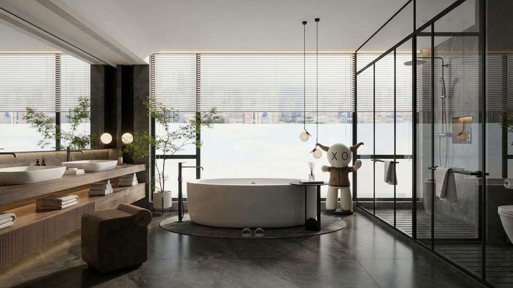 Render hoàn thiện phòng tắm hiện đại
